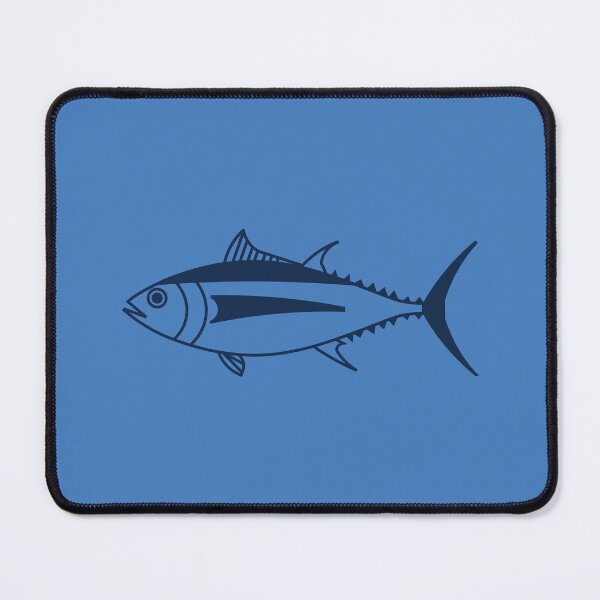 Item preview, Cute Albacore Tuna Fish in Marine Blue on Aegean Blue designed and sold by fruttidimare.