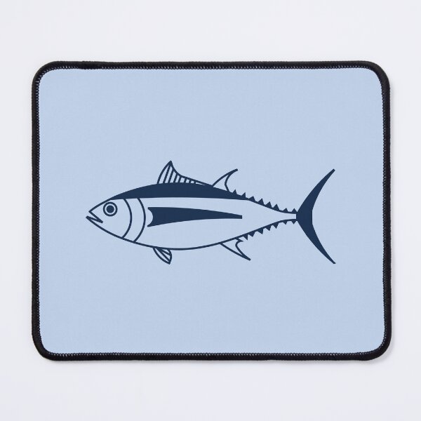 Item preview, Cute Albacore Tuna Fish in Marine Blue on Pastel Blue designed and sold by fruttidimare.