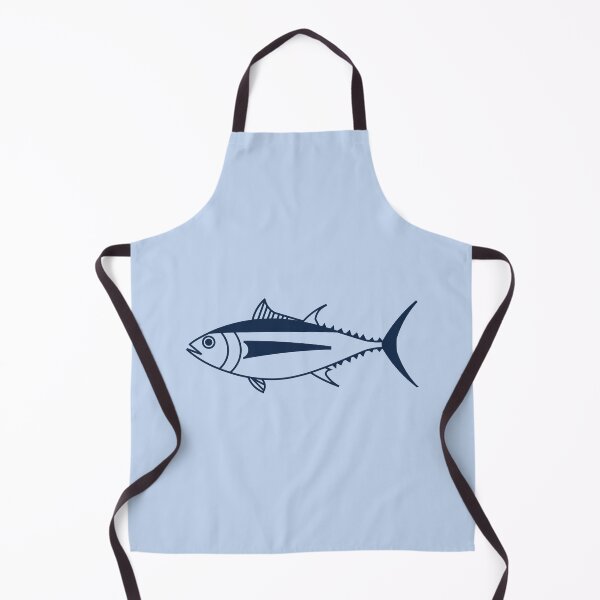 Item preview, Cute Albacore Tuna Fish in Marine Blue on Pastel Blue designed and sold by fruttidimare.