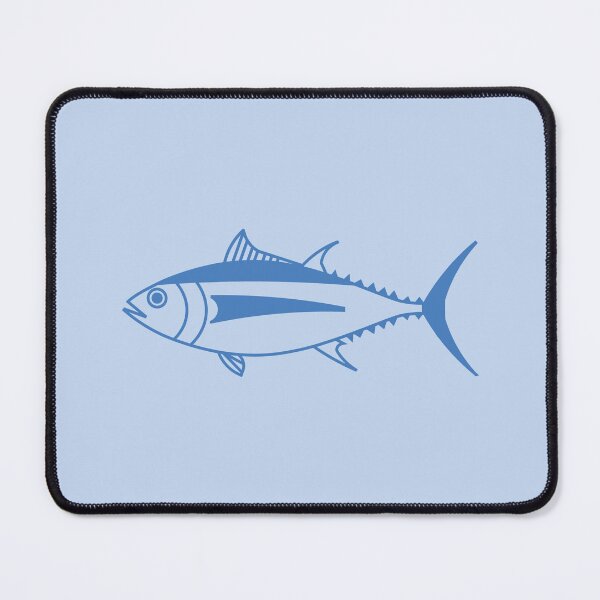 Item preview, Cute Albacore Tuna Fish in Aegean Blue on Pastel Blue designed and sold by fruttidimare.