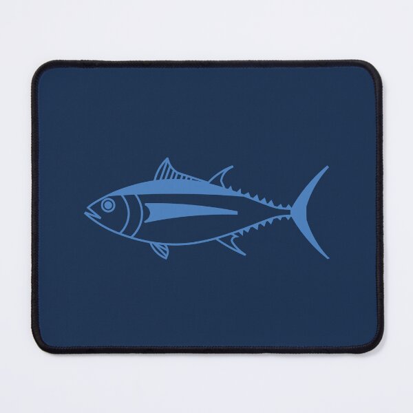 Item preview, Cute Albacore Tuna Fish in Aegean Blue on Marine Blue designed and sold by fruttidimare.