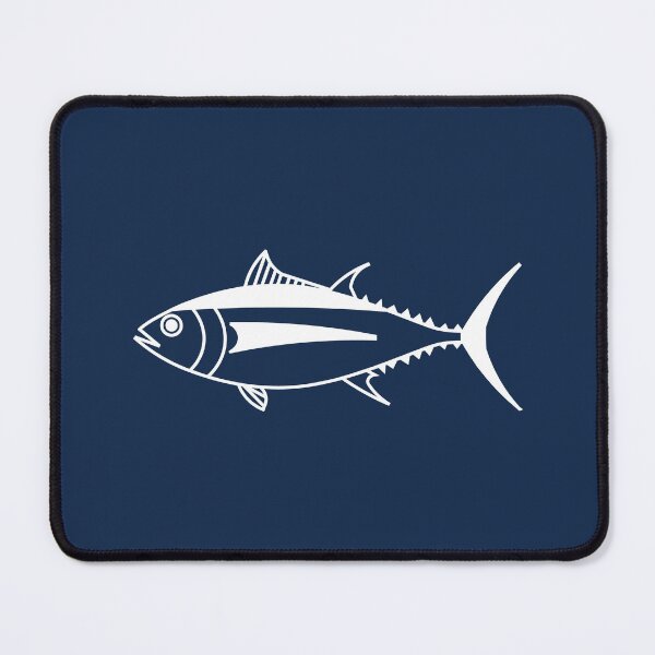 Item preview, Cute Albacore Tuna Fish in White on Marine Blue designed and sold by fruttidimare.