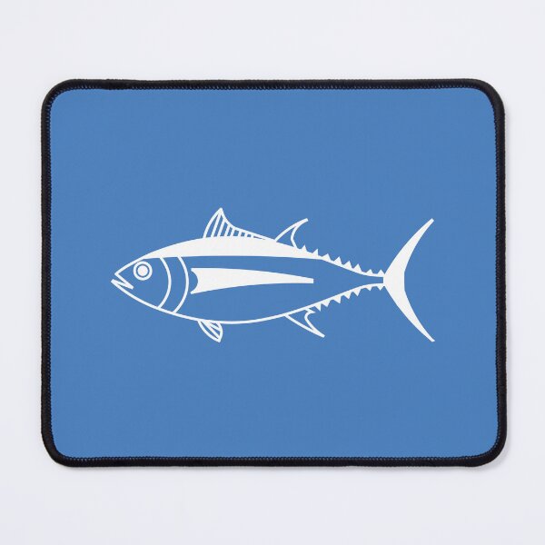 Item preview, Cute Albacore Tuna Fish in White on Aegean Blue designed and sold by fruttidimare.