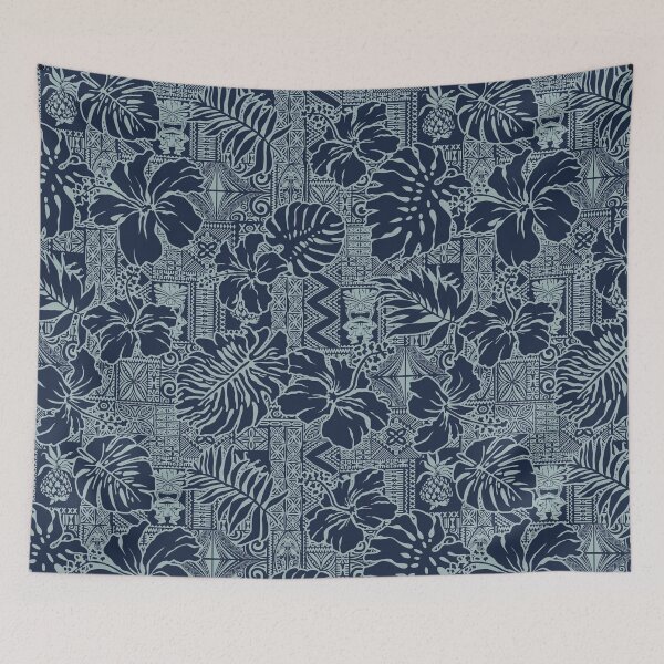 Item preview, Blue Hawaiian Hibiscus Tapa designed and sold by J Marielle Designs.