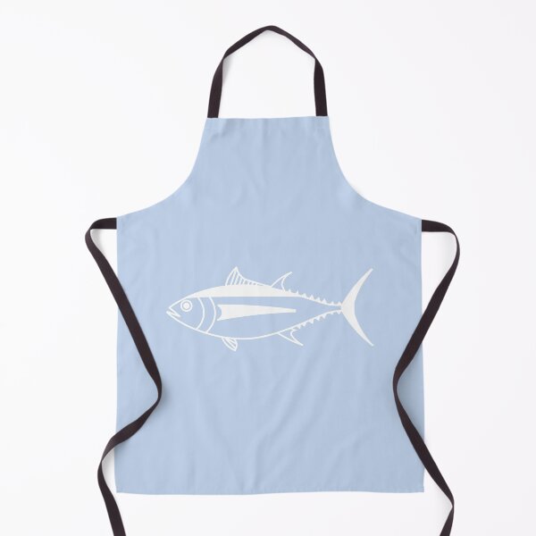 Item preview, Cute Albacore Tuna Fish in White on Pastel Blue designed and sold by fruttidimare.