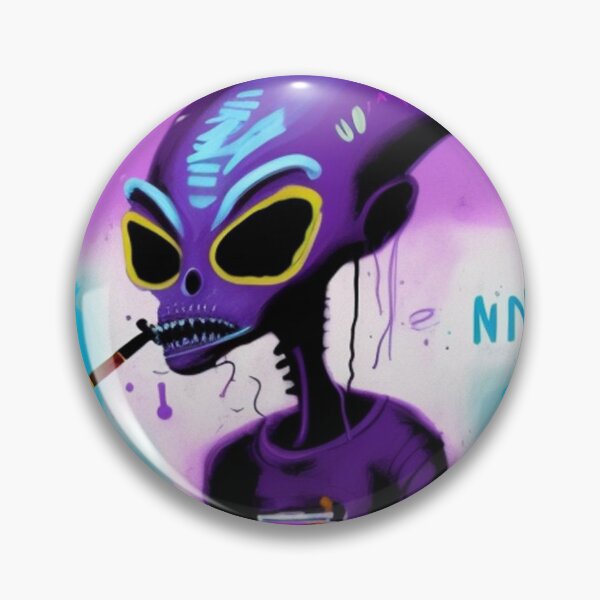 Item preview, Purple NFT Funny Cartoon Smoking Alien UFO Art designed and sold by itzbart.