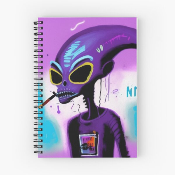 Item preview, Purple NFT Funny Cartoon Smoking Alien UFO Art designed and sold by itzbart.