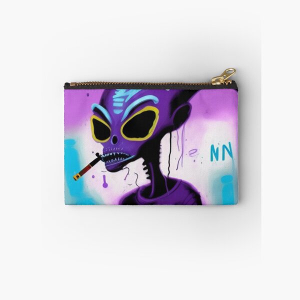 Item preview, Purple NFT Funny Cartoon Smoking Alien UFO Art designed and sold by itzbart.