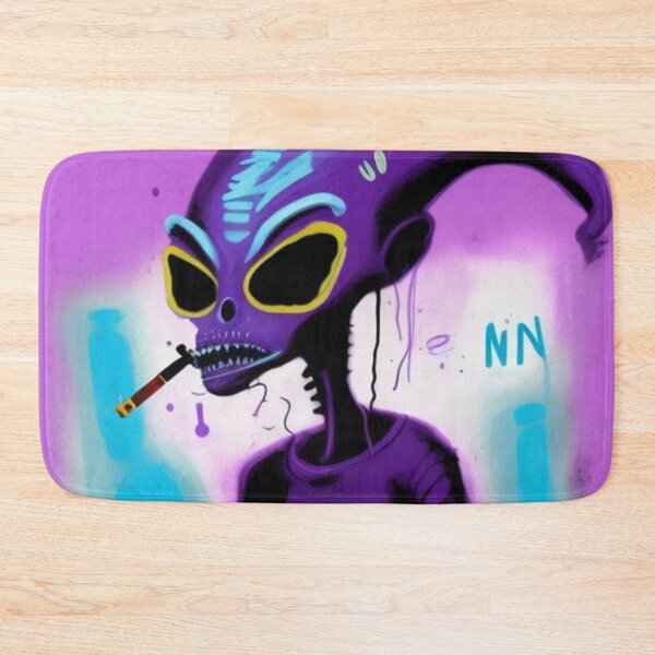 Item preview, Purple NFT Funny Cartoon Smoking Alien UFO Art designed and sold by itzbart.