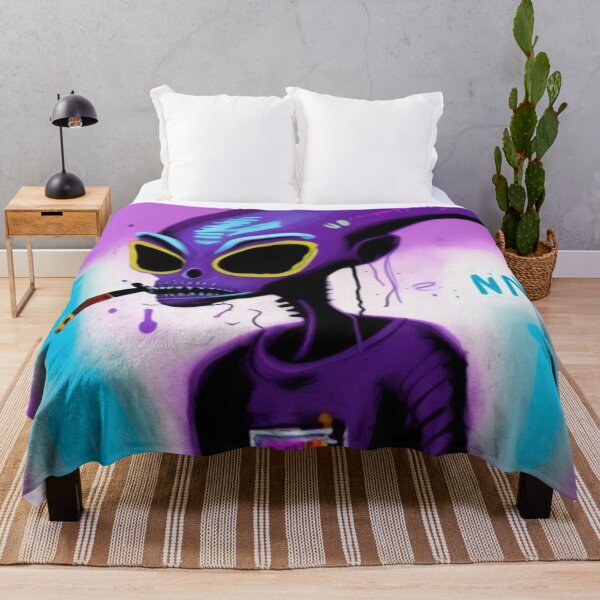 Item preview, Purple NFT Funny Cartoon Smoking Alien UFO Art designed and sold by itzbart.