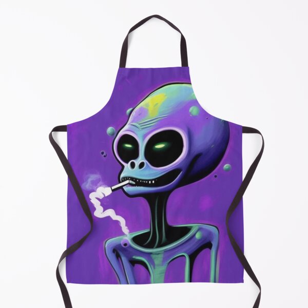 Item preview, Purple NFT Funny Cartoon Smoking Alien Portrait Art designed and sold by itzbart.