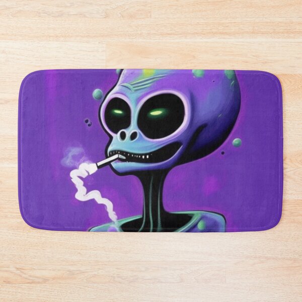 Item preview, Purple NFT Funny Cartoon Smoking Alien Portrait Art designed and sold by itzbart.
