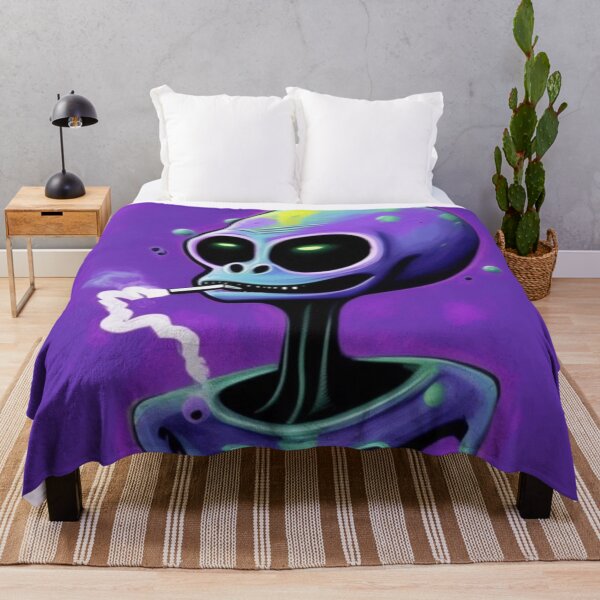 Item preview, Purple NFT Funny Cartoon Smoking Alien Portrait Art designed and sold by itzbart.