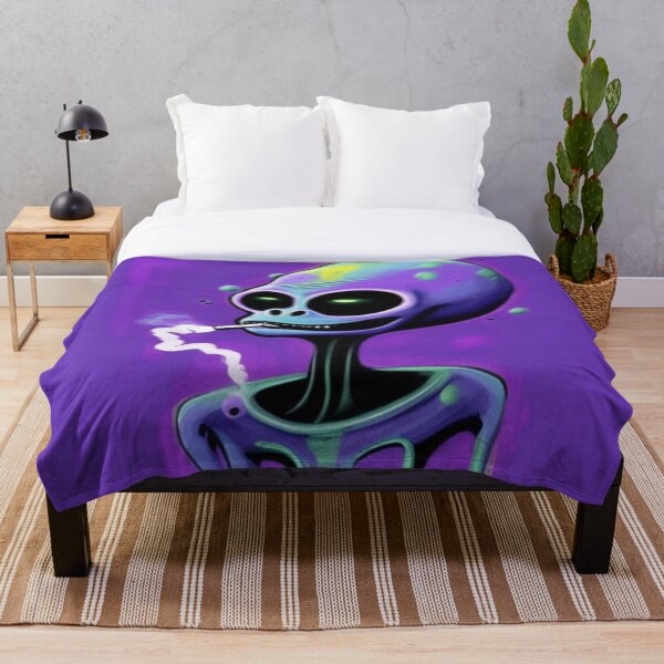 Item preview, Purple NFT Funny Cartoon Smoking Alien Portrait Art designed and sold by itzbart.