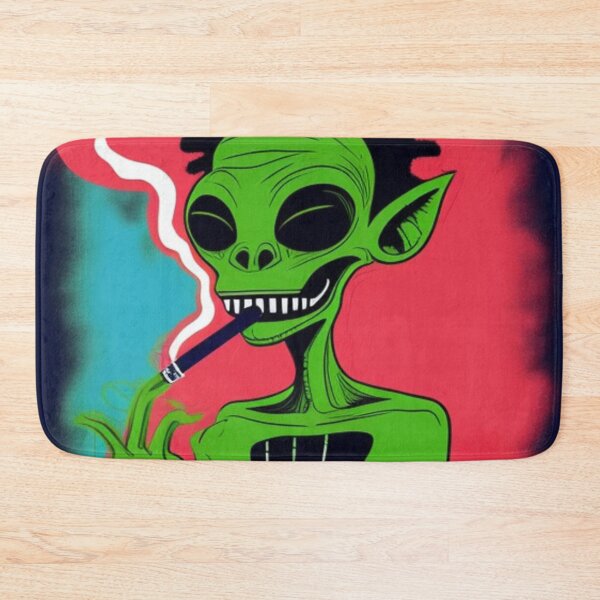 Item preview, NFT Funny Cartoon Smoking Green Alien Art designed and sold by itzbart.
