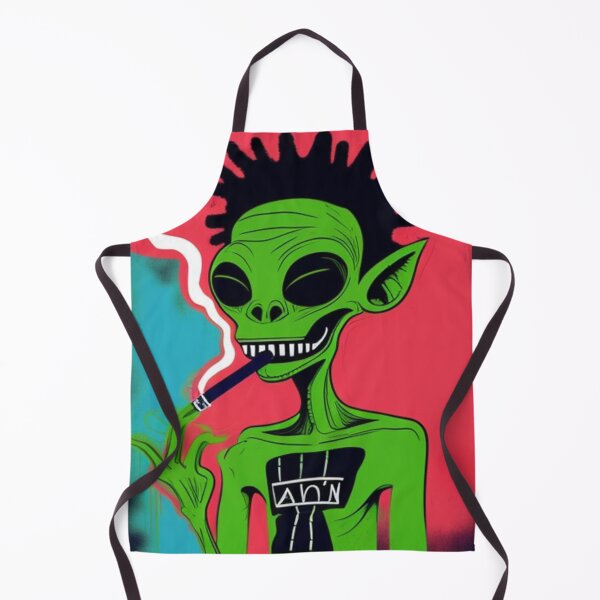 Item preview, NFT Funny Cartoon Smoking Green Alien Art designed and sold by itzbart.