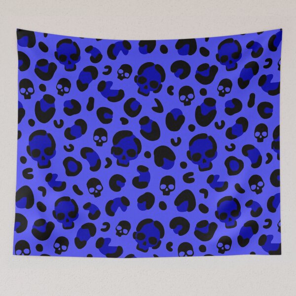 Item preview, creepy halloween leopard skull blue  designed and sold by Gossip Rag.