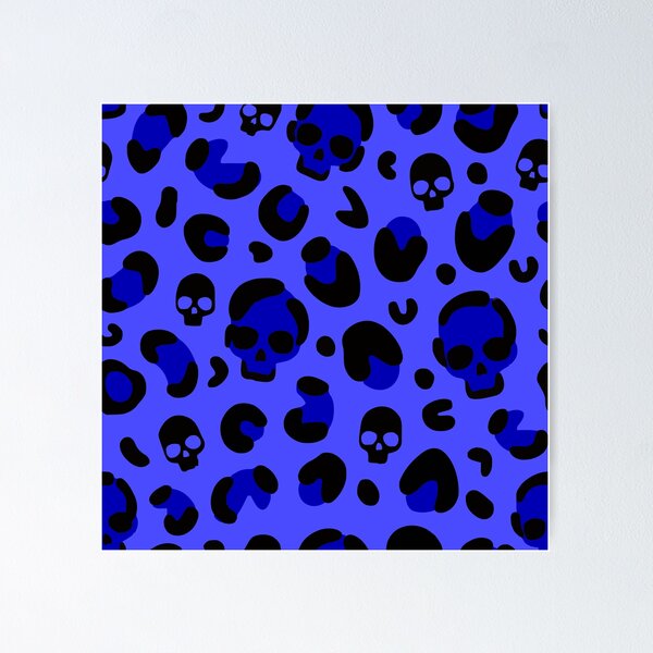 Item preview, creepy halloween leopard skull blue  designed and sold by Gossip Rag.