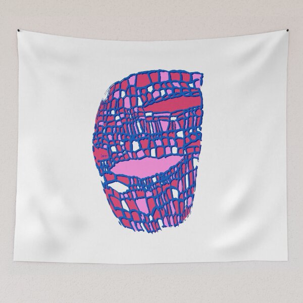 Item preview, Abstract cutout mask (blue pink red white background) designed and sold by MentaLee.