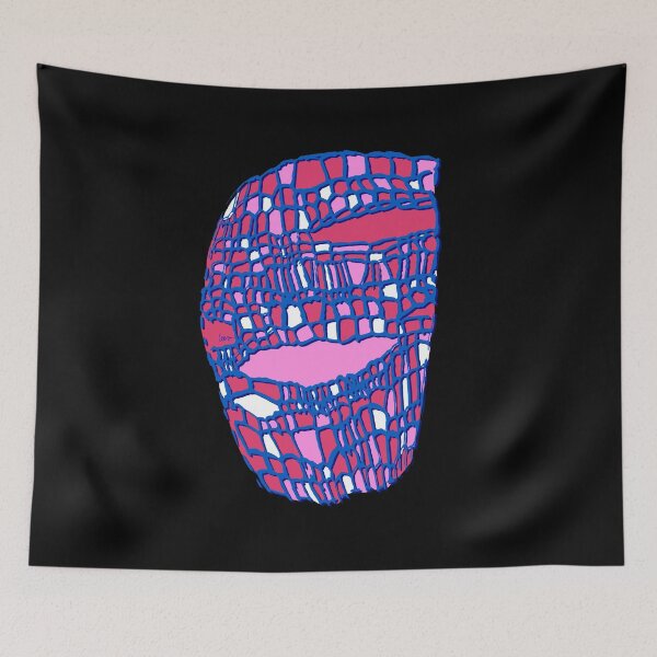 Item preview, Abstract cutout mask (blue pink red black background) designed and sold by MentaLee.