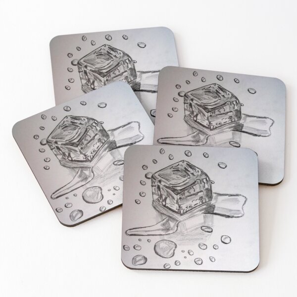 Item preview, Ice cubes and water drops pencil sketch designed and sold by MubaraksArt.