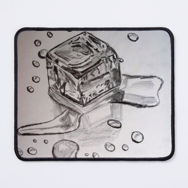 Item preview, Ice cubes and water drops pencil sketch designed and sold by MubaraksArt.