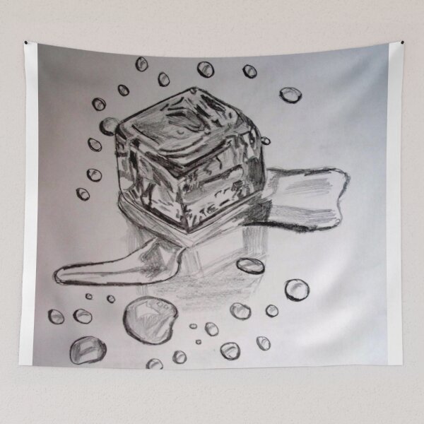 Item preview, Ice cubes and water drops pencil sketch designed and sold by MubaraksArt.
