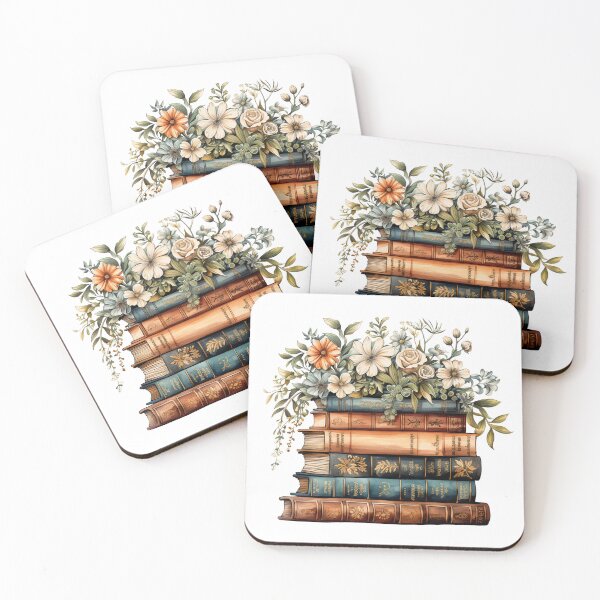 Item preview, Floral stack of vintage school books designed and sold by PawsandPages.
