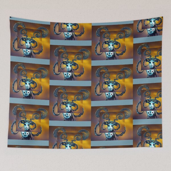 Item preview, Blue faced funky goat  designed and sold by Doodle Mind Journeys.