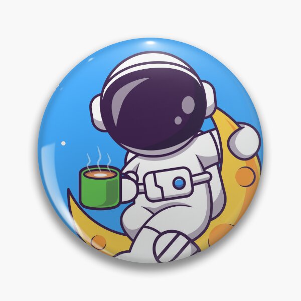 Item preview, Cosmic Coffee Break: Cute Astronaut Drinking Coffee on the Moon Cartoon Vector Icon Illustration designed and sold by hjian8219.