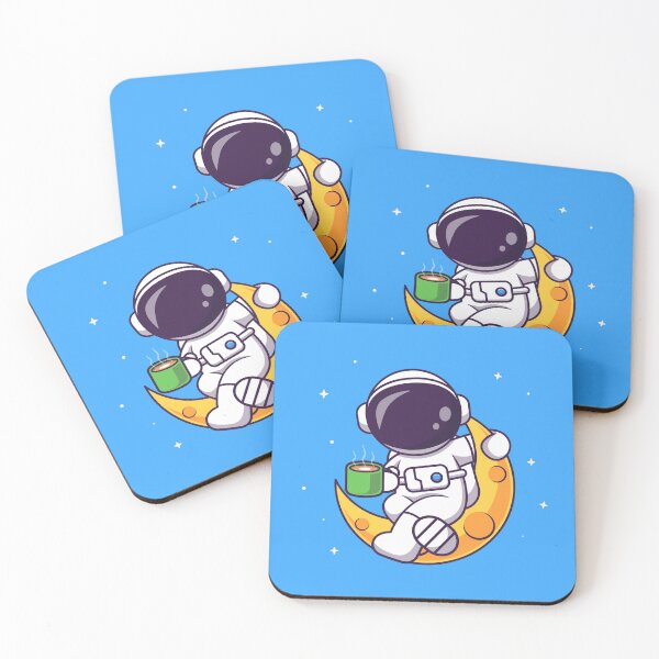 Item preview, Cosmic Coffee Break: Cute Astronaut Drinking Coffee on the Moon Cartoon Vector Icon Illustration designed and sold by hjian8219.