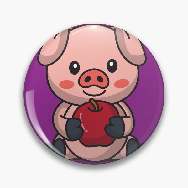 Item preview, Cute Pig with Apple Icon Vector designed and sold by hjian8219.