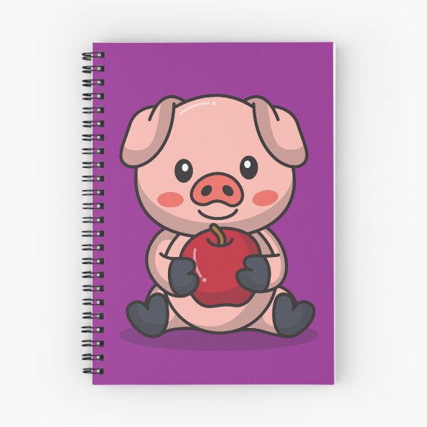 Item preview, Cute Pig with Apple Icon Vector designed and sold by hjian8219.