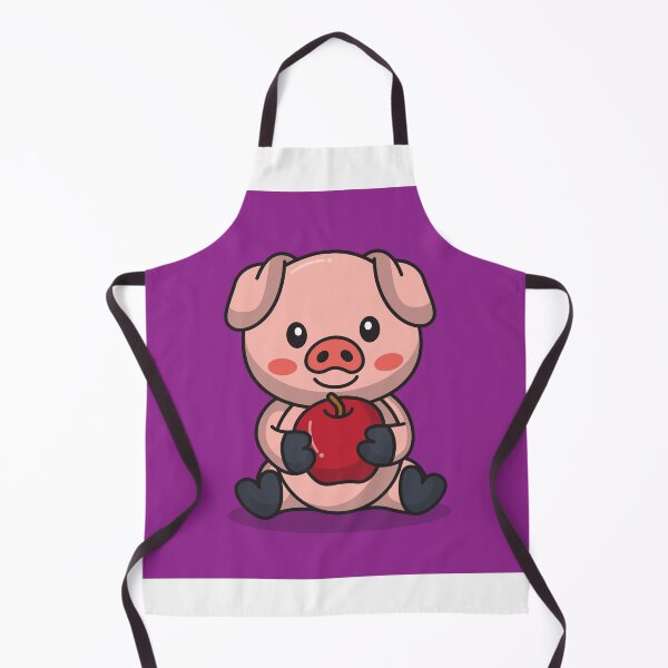 Item preview, Cute Pig with Apple Icon Vector designed and sold by hjian8219.