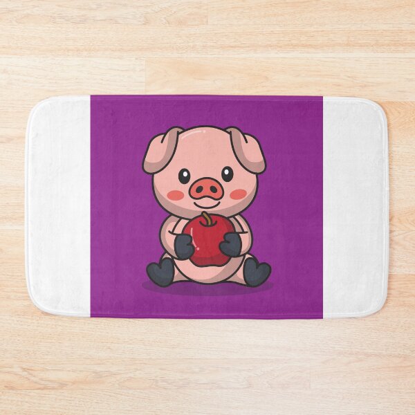 Item preview, Cute Pig with Apple Icon Vector designed and sold by hjian8219.
