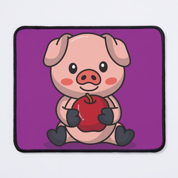 Item preview, Cute Pig with Apple Icon Vector designed and sold by hjian8219.