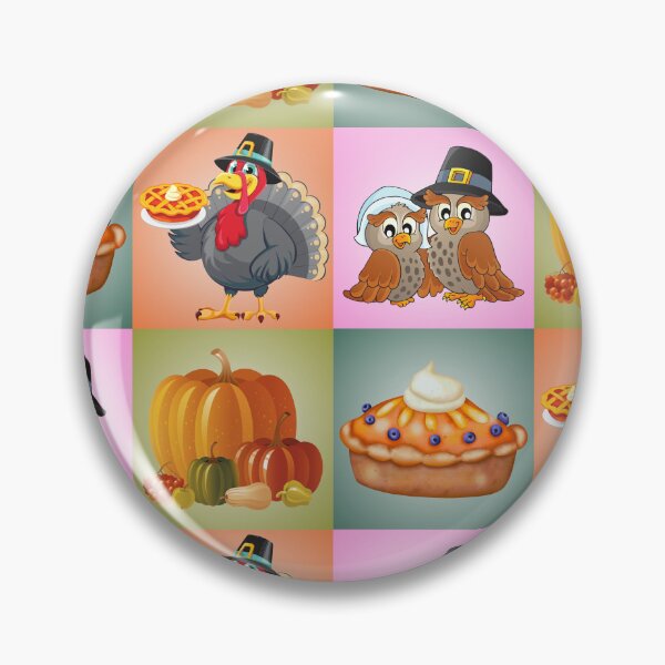 Item preview, Happy Thanksgiving Cute Collage Of Autumn Fall Themed Pumpkins, Turkey, Pumpkin Pie & Owls, Birds designed and sold by FCS Specialties LLC.
