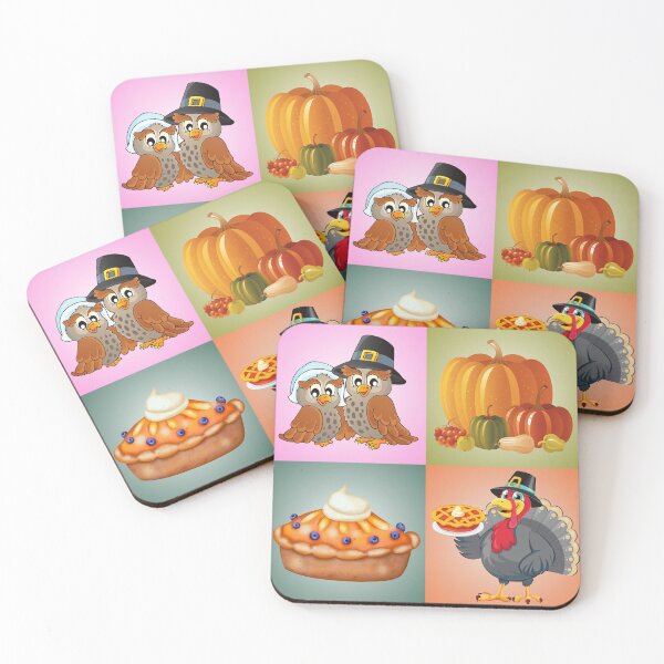 Item preview, Happy Thanksgiving Cute Collage Of Autumn Fall Themed Pumpkins, Turkey, Pumpkin Pie & Owls, Birds designed and sold by FCS Specialties LLC.