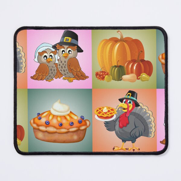 Item preview, Happy Thanksgiving Cute Collage Of Autumn Fall Themed Pumpkins, Turkey, Pumpkin Pie & Owls, Birds designed and sold by FCS Specialties LLC.