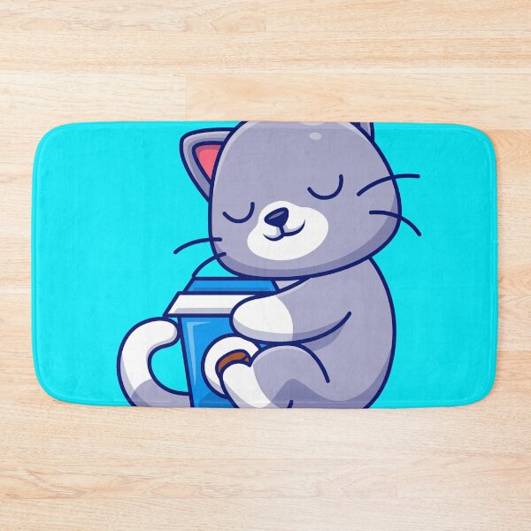 Item preview, Cozy Feline Comfort: Cute Cat Hugging a Cup Cartoon Vector Icon Illustration designed and sold by hjian8219.