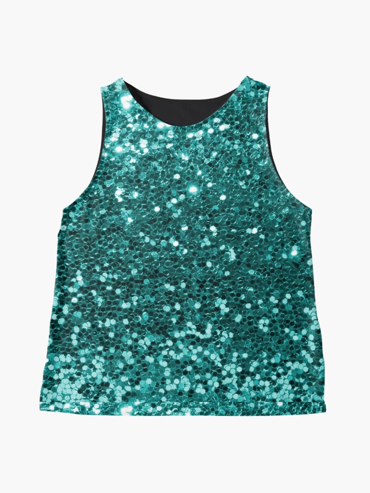 Turquoise Blue Glitter Look Chunky Sequin Sleeveless Top for Sale by  ColorFlowArt
