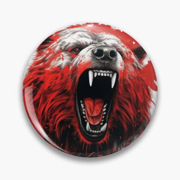 Artikelvorschau, Porträt eines Grizzlybären mit roter Farbe über seinem Gesicht entworfen und verkauft von Bibby22.