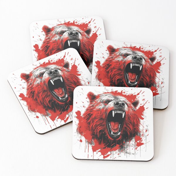 Item preview, Portrait Of A Grizzly Bear With Red Paint Over Its Face designed and sold by Bibby22.