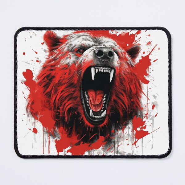 Item preview, Portrait Of A Grizzly Bear With Red Paint Over Its Face designed and sold by Bibby22.