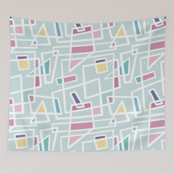 Item preview, Retro pattern of aqua geometric figures designed and sold by AnaTZ.