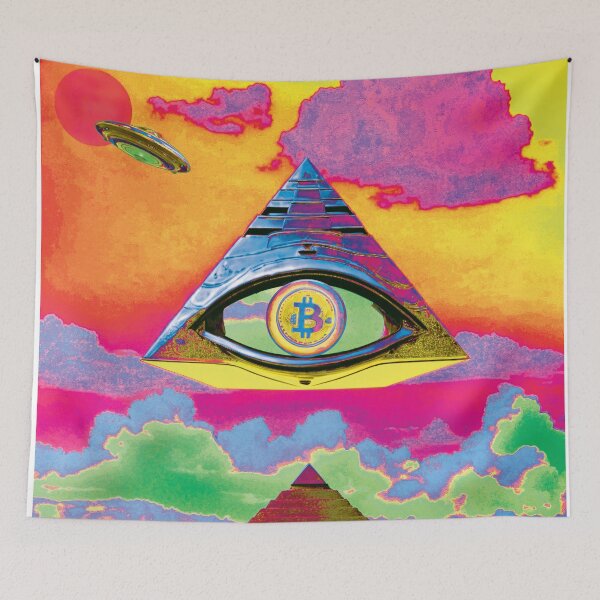 Item preview, Bitcoin Rises Over The Ruins of The Ancient Pyramid Schemes V3.0 designed and sold by OSOsUFOs.