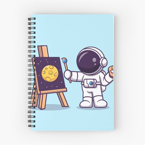 Item preview, Cosmic Canvas: Cute Astronaut Painting the Moon Cartoon Vector Icon Illustration designed and sold by hjian8219.