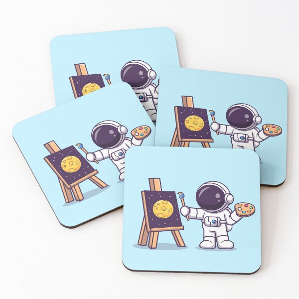 Item preview, Cosmic Canvas: Cute Astronaut Painting the Moon Cartoon Vector Icon Illustration designed and sold by hjian8219.