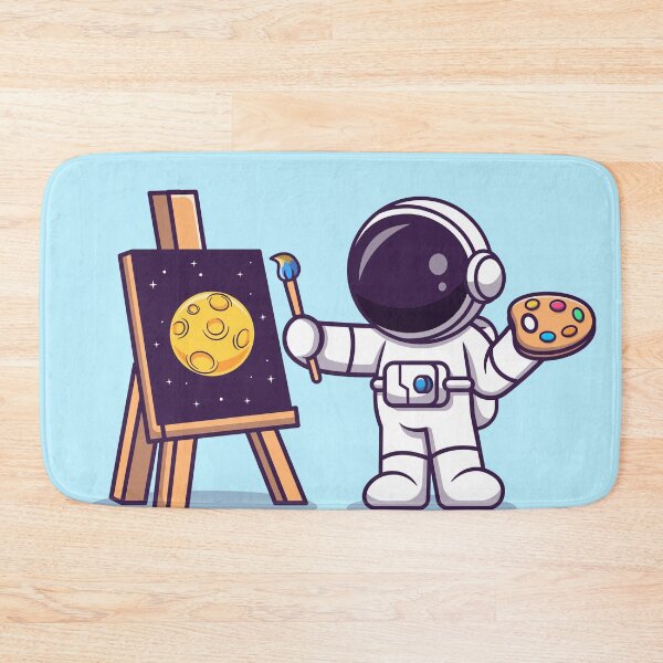 Item preview, Cosmic Canvas: Cute Astronaut Painting the Moon Cartoon Vector Icon Illustration designed and sold by hjian8219.
