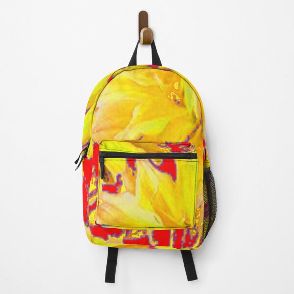 Item preview, ABSTRACTED YELLOW GARDEN FLOWER RED ART designed and sold by sharlesart.